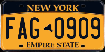 NY license plate FAG0909