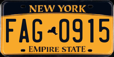 NY license plate FAG0915