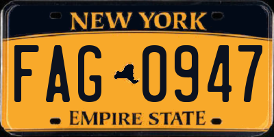 NY license plate FAG0947