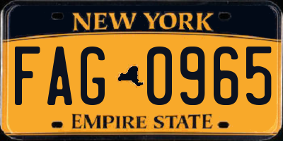NY license plate FAG0965