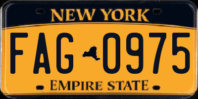 NY license plate FAG0975