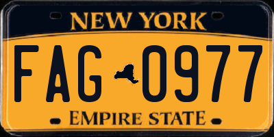 NY license plate FAG0977