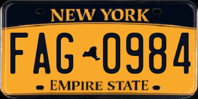 NY license plate FAG0984