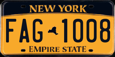 NY license plate FAG1008