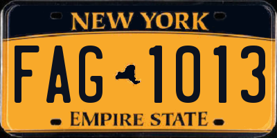NY license plate FAG1013