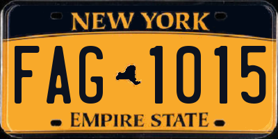 NY license plate FAG1015
