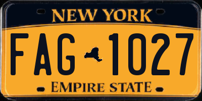 NY license plate FAG1027