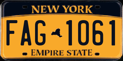 NY license plate FAG1061