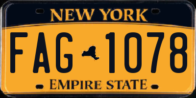 NY license plate FAG1078