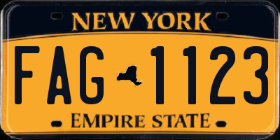 NY license plate FAG1123