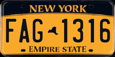 NY license plate FAG1316