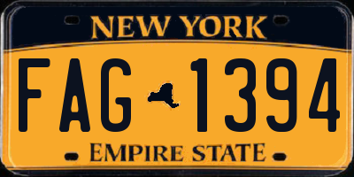 NY license plate FAG1394