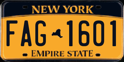 NY license plate FAG1601