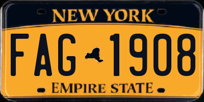 NY license plate FAG1908