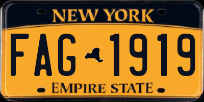 NY license plate FAG1919