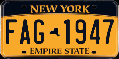 NY license plate FAG1947