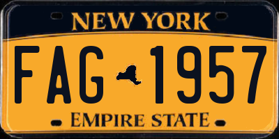 NY license plate FAG1957