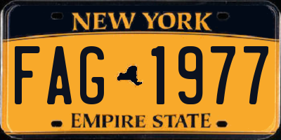 NY license plate FAG1977