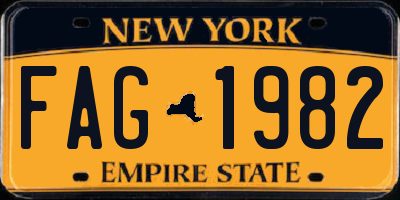 NY license plate FAG1982