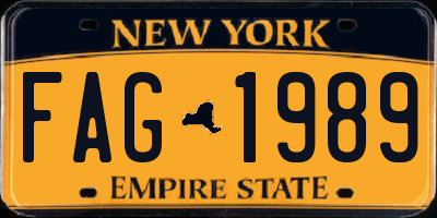 NY license plate FAG1989