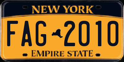 NY license plate FAG2010