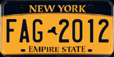 NY license plate FAG2012