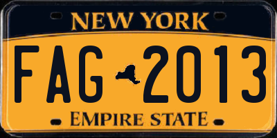 NY license plate FAG2013