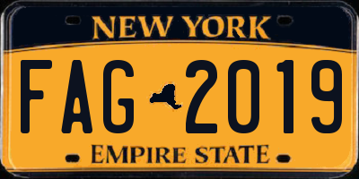 NY license plate FAG2019