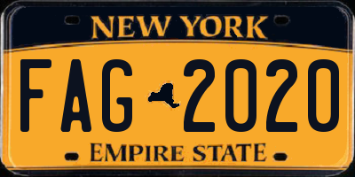 NY license plate FAG2020