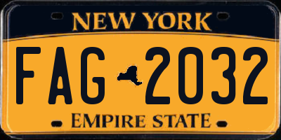 NY license plate FAG2032