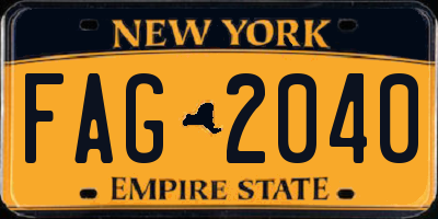 NY license plate FAG2040