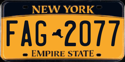 NY license plate FAG2077