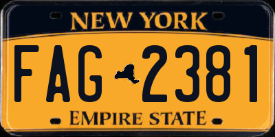 NY license plate FAG2381
