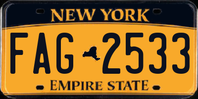 NY license plate FAG2533