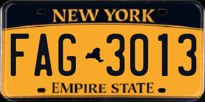 NY license plate FAG3013