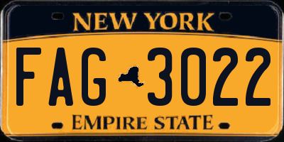 NY license plate FAG3022