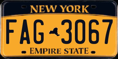 NY license plate FAG3067