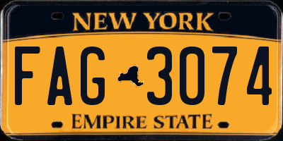 NY license plate FAG3074