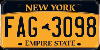 NY license plate FAG3098