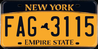 NY license plate FAG3115
