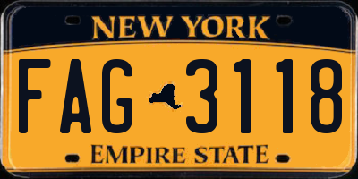 NY license plate FAG3118