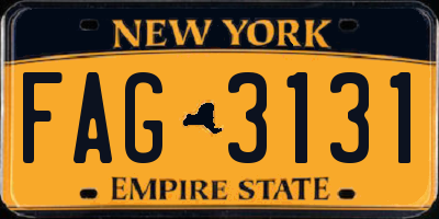 NY license plate FAG3131