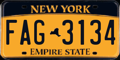 NY license plate FAG3134