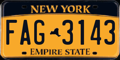 NY license plate FAG3143