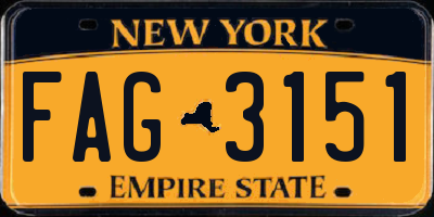 NY license plate FAG3151