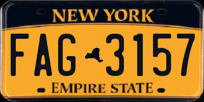 NY license plate FAG3157