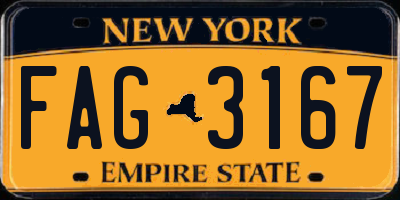 NY license plate FAG3167