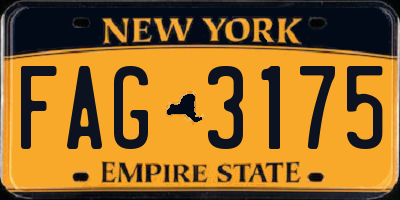 NY license plate FAG3175