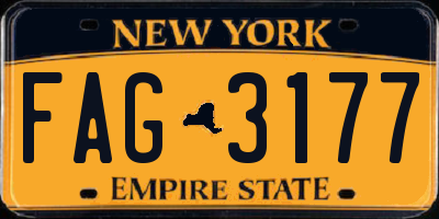 NY license plate FAG3177