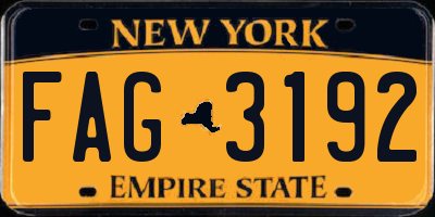 NY license plate FAG3192